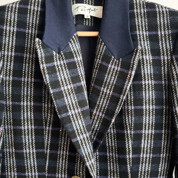 Vintage Plaid Wool Blazer with Gold ButtonsS/M - Picture 2 of 8